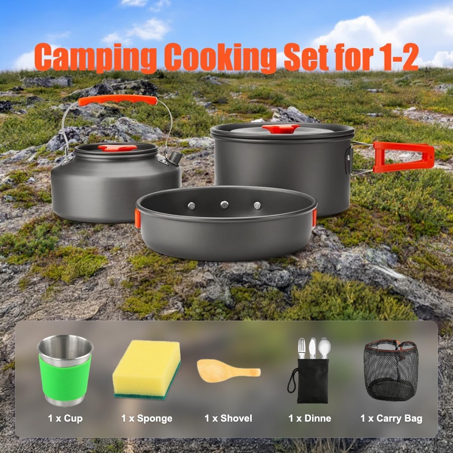 Camping Cookware Set: 35oz Non - огляд і ціна Camping Hiking Cooking