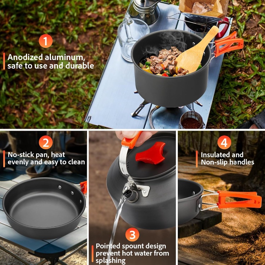 Camping Cookware Set: 35oz Non - огляд і ціна Camping Hiking Cooking